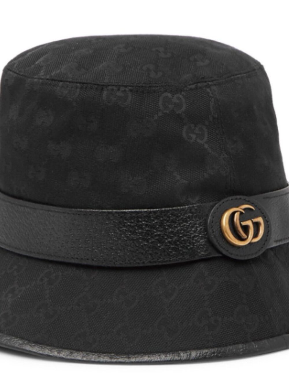 Gucci - Leather-Trimmed Monogrammed Canvas Bucket Hat - Black